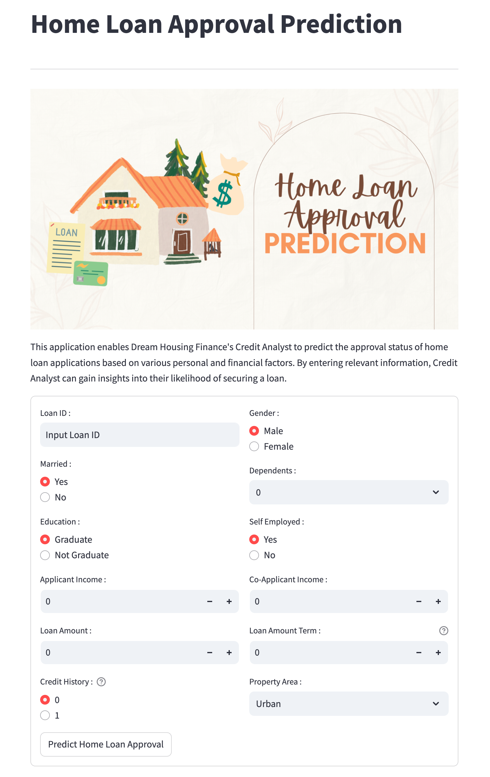 Home Loan Interface